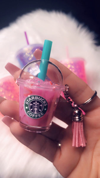 Pink Drink Starbucks inspired keychain- Pink drink keychain Free shipping
