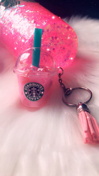 Pink Drink Starbucks inspired keychain- Pink drink keychain Free shipping