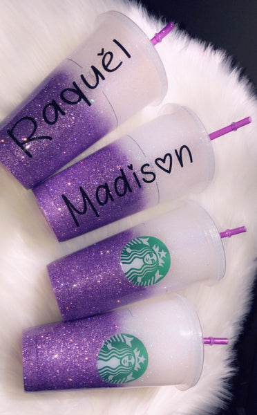 Starbucks Glitter Customized Cup - Custom Lavender ombre