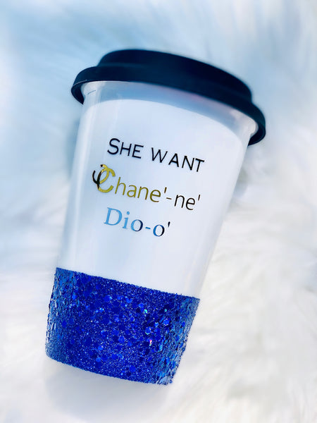 She want Chanay-nay Glitter Tumbler Mug