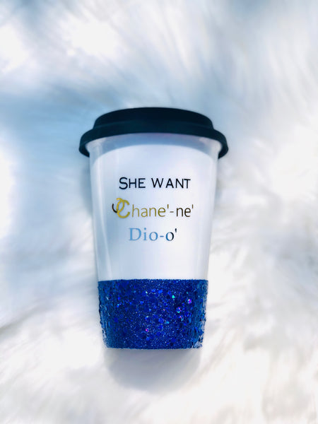 She want Chanay-nay Glitter Tumbler Mug