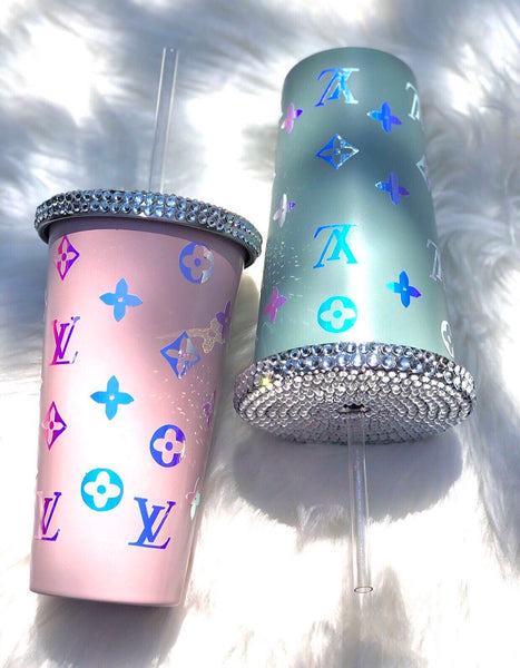 Fashion Inspired Rhinestone Tumbler Blush