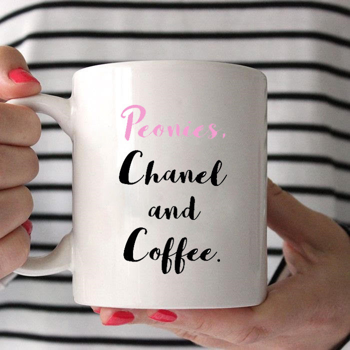 Peonies and Coffee Calligraphy Mug – Pink Fashion Nyc