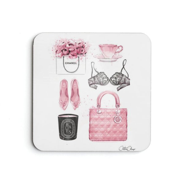 Little Necessaries Illustration Coaster Set - Pink Fashion Nyc