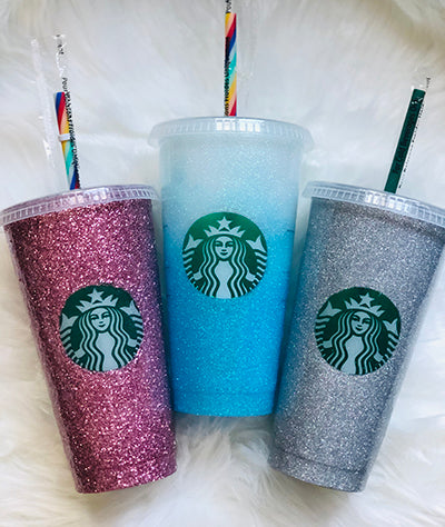 Starbucks Rose Gold Glittered Customized Cup